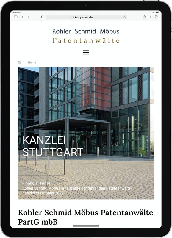 KSM Patentanwälte: Kanzlei Website, WordPress