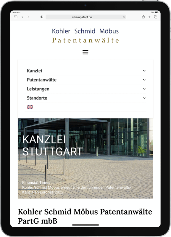 KSM Patentanwälte: Kanzlei Website, WordPress