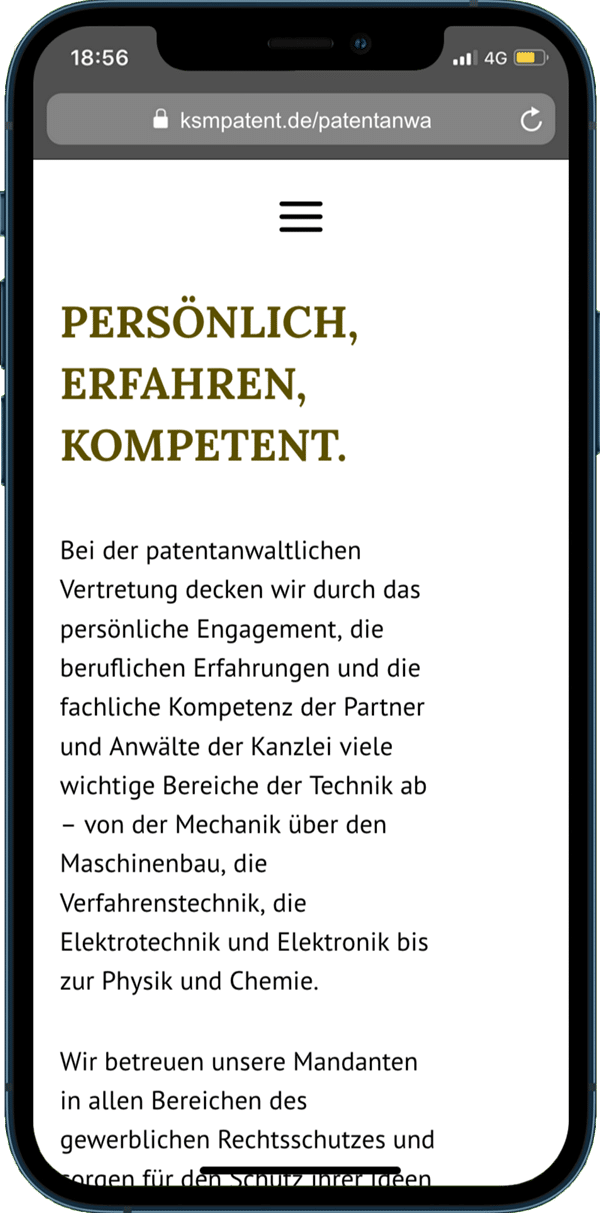 KSM Patentanwälte: Kanzlei Website, WordPress