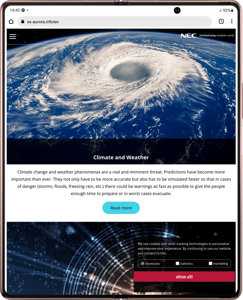 NEC Deutschland (HPC): SX Aurora Microsite, TYPO3