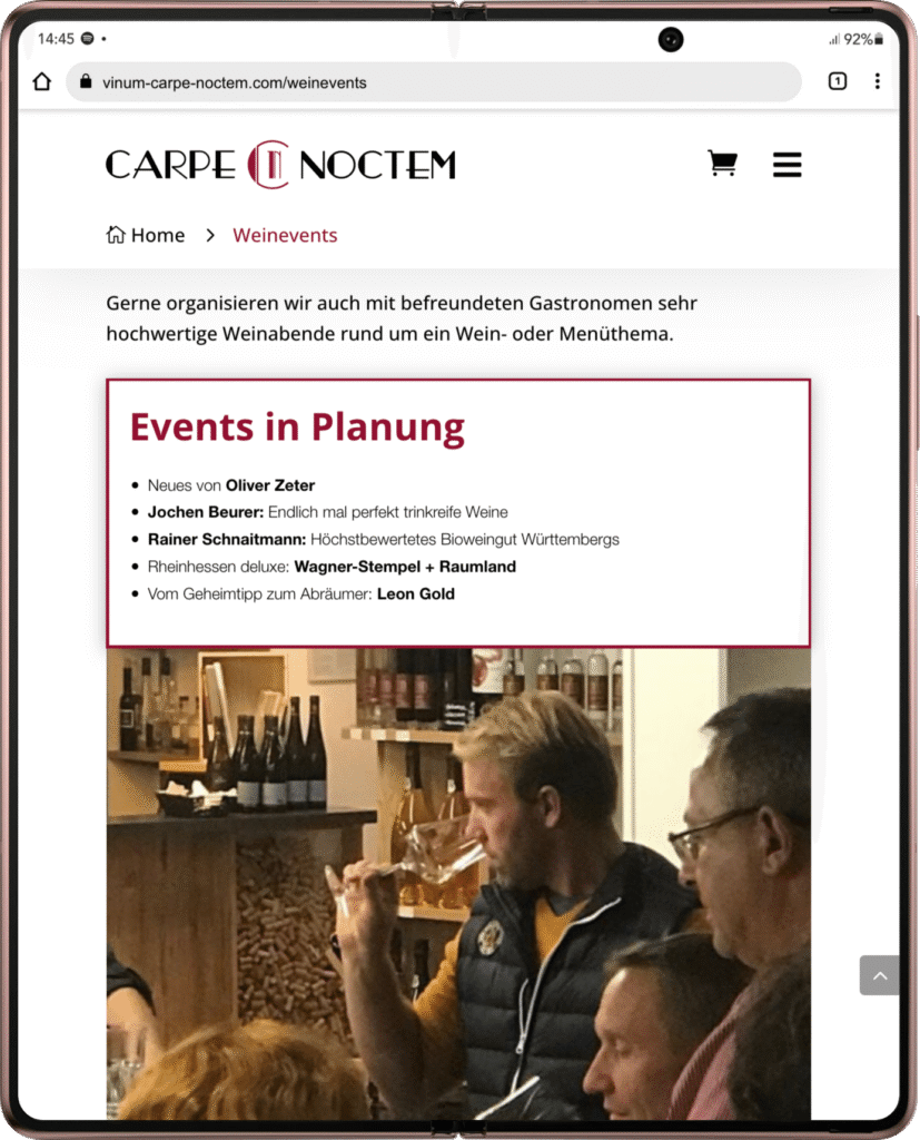 Vinum Carpe Noctem: WordPress Website