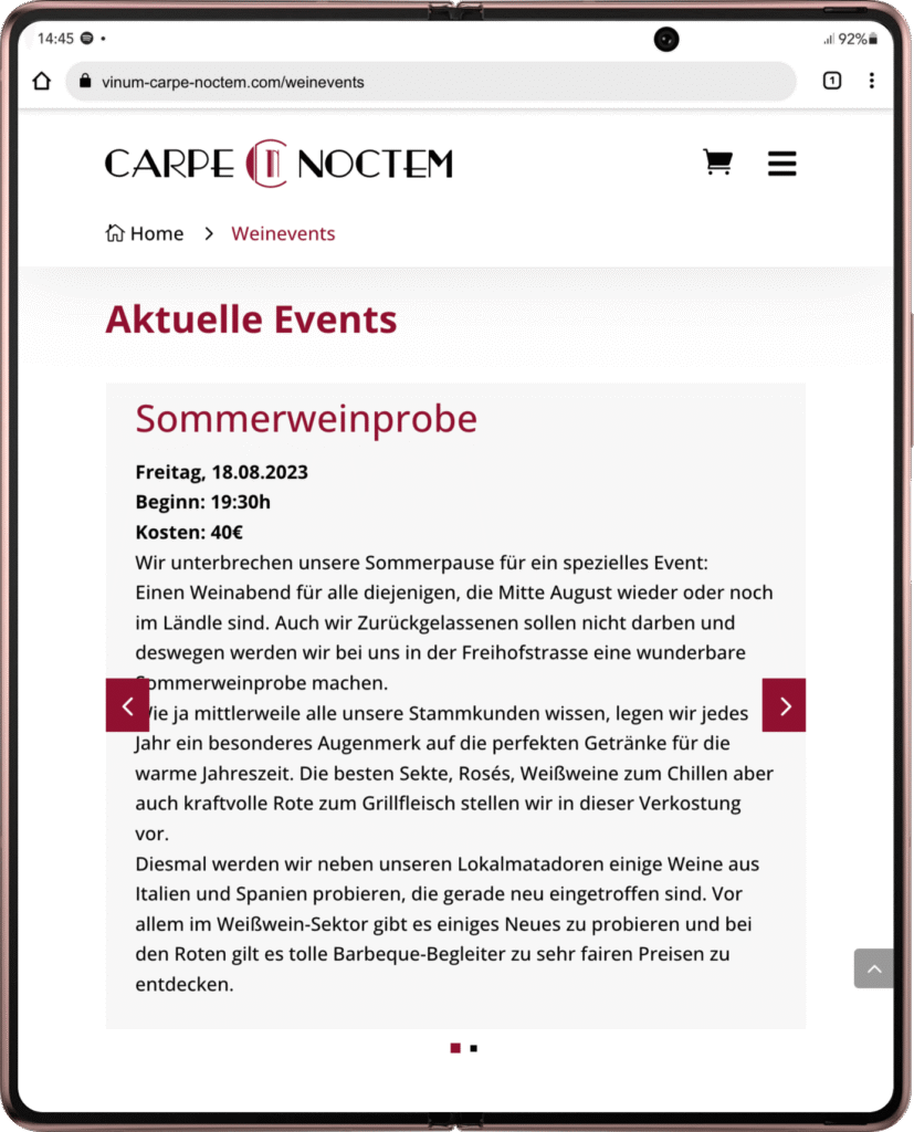Vinum Carpe Noctem: WordPress Website